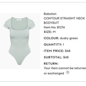 NWT Aritzia Contour Straight Neck Bodysuit - Dusky Green Size M